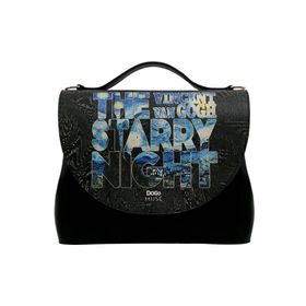 Dogo Vincent van Gogh The Starry Night Muse Tasarım Kadın Vegan Deri Siyah El Çantası