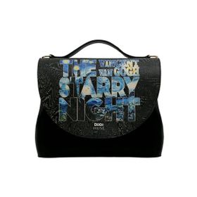 Dogo Vincent van Gogh The Starry Night Muse Tasarım Kadın Vegan Deri Siyah El Çantası
