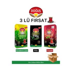Doğuş 1 kg Karadeniz Çayı + 1 kg Filiz Çayı + 1 kg Tiryaki Çayı