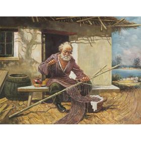 Dokumacı Yaşlı Adam - Kanvas Tablo 35x50