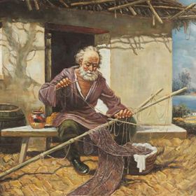 Dokumacı Yaşlı Adam - Kanvas Tablo 35x50