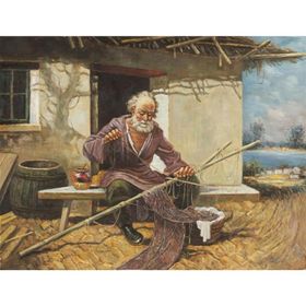Dokumacı Yaşlı Adam - Kanvas Tablo 35x50