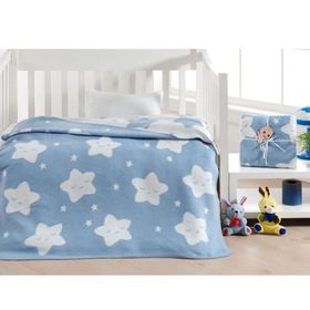 Dolce Açık Mavi Bonita Home Pamuklu Bebek Battaniye Star