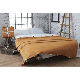 Dolce Bonita Home 150x200 cm Hardal Ponponlu Pike Tek Kişilik Battaniye