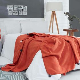 Dolce Bonita Home 150x200 Kiremit Ponponlu Tek Kişilik Pike Battaniye