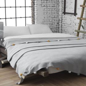 Dolce Bonita Home 200x220 cm Gri Ponponlu Pike Çift Kişilik Battaniye