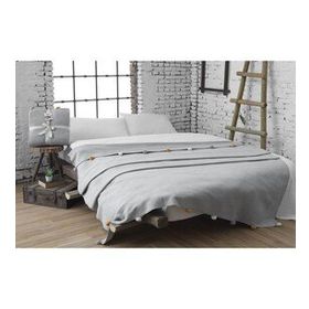 Dolce Bonita Home 200x220 cm Gri Ponponlu Pike Çift Kişilik Battaniye