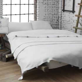 Dolce Bonita Home 200x220 cm Krem Ponponlu Pike Çift Kişilik Battaniye