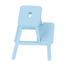 Dollhouse Mavi Ahşap 4 Ayaklı Mutfak Taburesi
