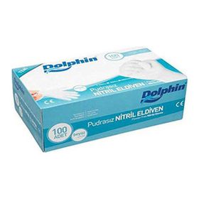 Dolphin 100 Adet Beyaz Pudrasız Vinil Pudrasız Muayene Eldiven