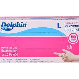 Dolphin 100 Adet L Vinil Pudrasız Muayene Eldiveni