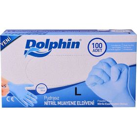 Dolphin 100 Adet Pudrasız L Mavi Nitril Muayene Eldiveni