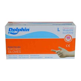Dolphin 100'lü Large Pudrasız Lateks Muayene Eldiveni