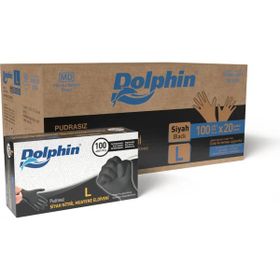 Dolphin 20x100 Adet L Çok Amaçlı Siyah Nitril Eldiven