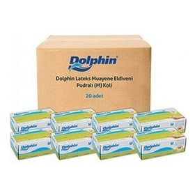 Dolphin 20x100 Adet Pudralı M Beyaz Lateks Eldiven
