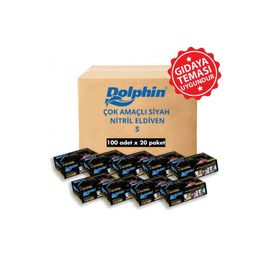 Dolphin 20x100 Adet S Çok Amaçlı Siyah Nitril Eldiven