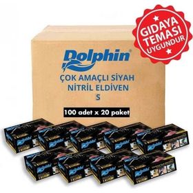 Dolphin 20x100 Adet S Çok Amaçlı Siyah Nitril Eldiven