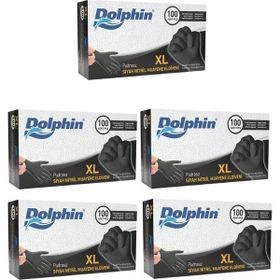 Dolphin 5x100 Adet XL Çok Amaçlı Siyah Nitril Eldiven