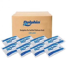 Dolphin Büyük Boy 100 Adetlik Pe İş Temizlik Tek Kullanımlık Şeffaf Poşet Market Eldiven