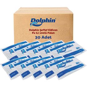 Dolphin İş Temizlik Tek Kullanımlık Şeffaf Poşet Büyük Boy 100 Adetlik 30 Paket Market Eldiven