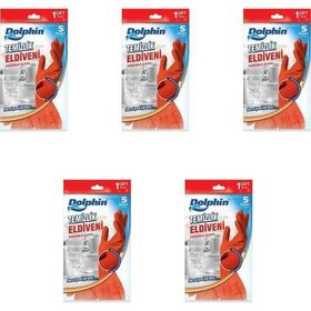 Dolphin Kırmızı Small Boy Küçük 7-7,5 5 Paket Lateks Bulaşık Temizlik Eldiveni
