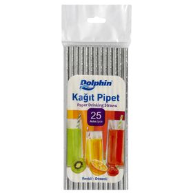 Dolphin Metalize Gold Silver 25'li Kağıt Pipet