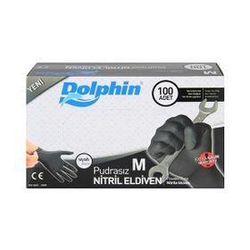 Dolphin Pudrasız Siyah Medium Extra Kalın Nitril Eldiven