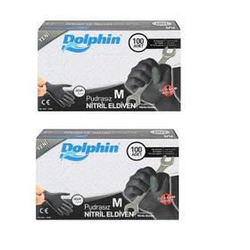 Dolphin Pudrasız Siyah Medium Extra Kalın Nitril Eldiven