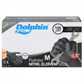 Dolphin Pudrasız Siyah Medium Extra Kalın Nitril Eldiven