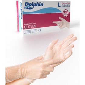 Dolphin Şeffaf Large 100'lü Pudrasız Vinil Vinyl Tek Kullanımlık Eldiven