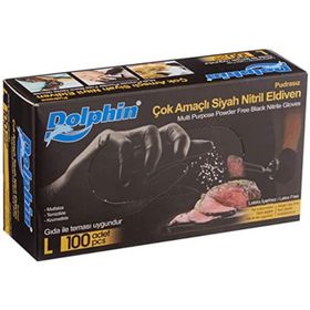 Dolphin Siyah Large 100'lü Çok Amaçlı Nitril Eldiven