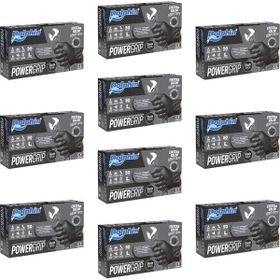Dolphin Siyah Large Büyük Boy 50'li 10 Paket Nitril Powergrip Ekstra Kalın Elmas Dokulu Eldiven