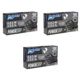 Dolphin Siyah Large Büyük Boy 50'li 3 Paket Nitril Powergrip Ekstra Kalın Elmas Dokulu Eldiven