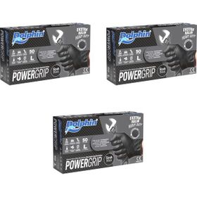 Dolphin Siyah Large Büyük Boy 50'li Nitril Powergrip Ekstra Kalın Elmas Dokulu Eldiven