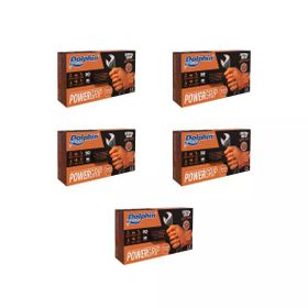 Dolphin Turuncu Orta Boy 50'li 5 Paket Nitril Powergrip Ekstra Kalın Elmas Dokulu Eldiven