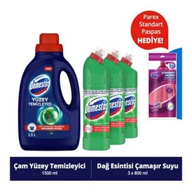 Domestos 1500 ml Yüzey Temizleyici Çam + 3x750 ml Dağ Esintisi Çamaşır Suyu
