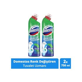 Domestos Renk Değiştiren Tuvalet Uzmanı Kireç Çözücü 750 ml x 2 Adet Tuvalet Temizleyici