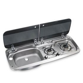 Dometic MO 9222L Cam Kapaklı 2 Gözlü Ocak + Evye Kombinasyonu