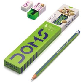 Doms Q1 12'li Kurşun Kalem+Silgi+Kalemtraş