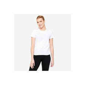 Domyos 100 Regular Fitness Hafif Antrenman Beyaz Kadın Spor T-shirt