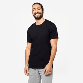 Domyos 500 Slim Fitness Hafif Antrenman Erkek Siyah Spor Tişörtü