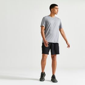 Domyos Essentiel 100 Alacalı Gri Bisiklet Yaka Fitness Erkek Tişört