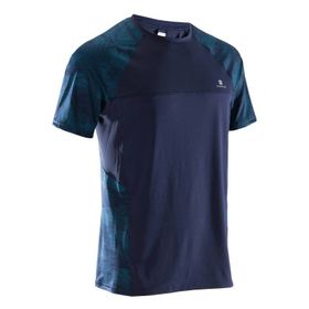 Domyos Fitness Mavi Siyah Düz Kesim Spor Erkek Tişört