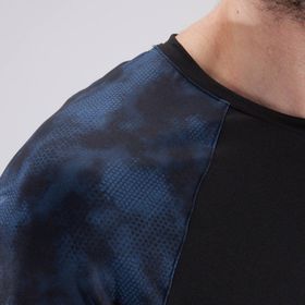 Domyos Fitness Mavi Siyah Düz Kesim Spor Erkek Tişört