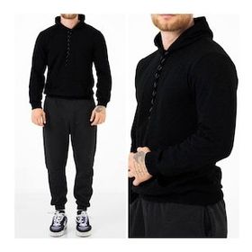 Domyos Siyah 500 Erkek Kapüşonlu Sweatshirt