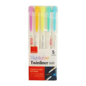 Dong-A Twinliner Çift Taraflı 5’li Fosforlu Kalem Seti