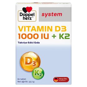 Doppelherz System Vitamin D3 1000 IU K2 60 Tablet