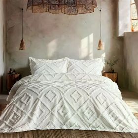 Doqu Home Bohera Çift Kişilik Ekru Yatak Örtüsü