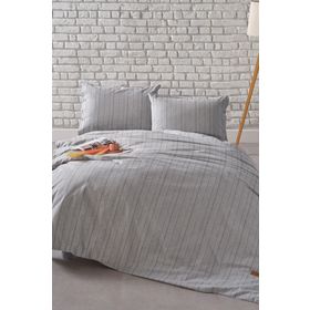 Doqu Home İpliği Boyalı Serisi Mabel Tek Kişilik Antrasit Nevresim Takımı