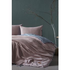 Doqu Home İpliği Boyalı Serisi Mavi 160 x 220 cm Ahenk Tek Kişilik Nevresim Takımı
